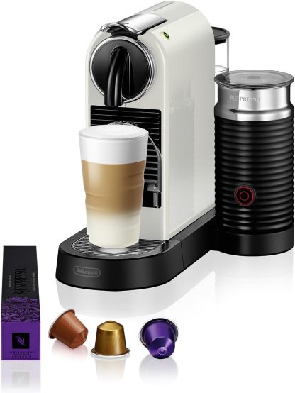 DeLonghi Nespresso Citiz EN267.WAE Cafetera con cápsulas, sistema de extracción especial, 1710 W, 1 L, plástico, Blanco-Sereneano