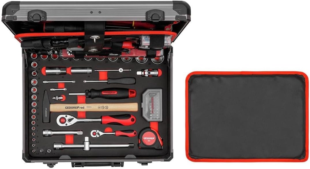 GEDORE red Caja de herramientas, Juego de 138 piezas, Llena, Herramientas para trabajo y bricolaje, En caja de aluminio, R46007138-Sereneano
