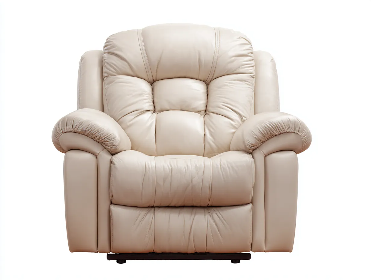 Sillón de cuero auténtico 95x110x100 cm - beige - apto para salón - diseño contemporáneo