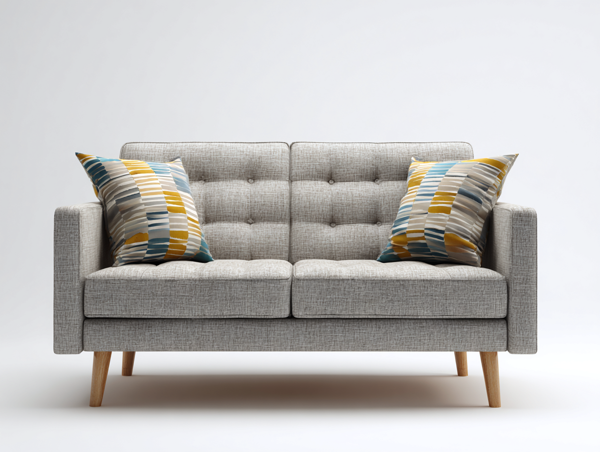 Sofá 2 plazas tapizado en tela 150x85x85 cm - gris claro - apto para salón - diseño moderno-Sereneano