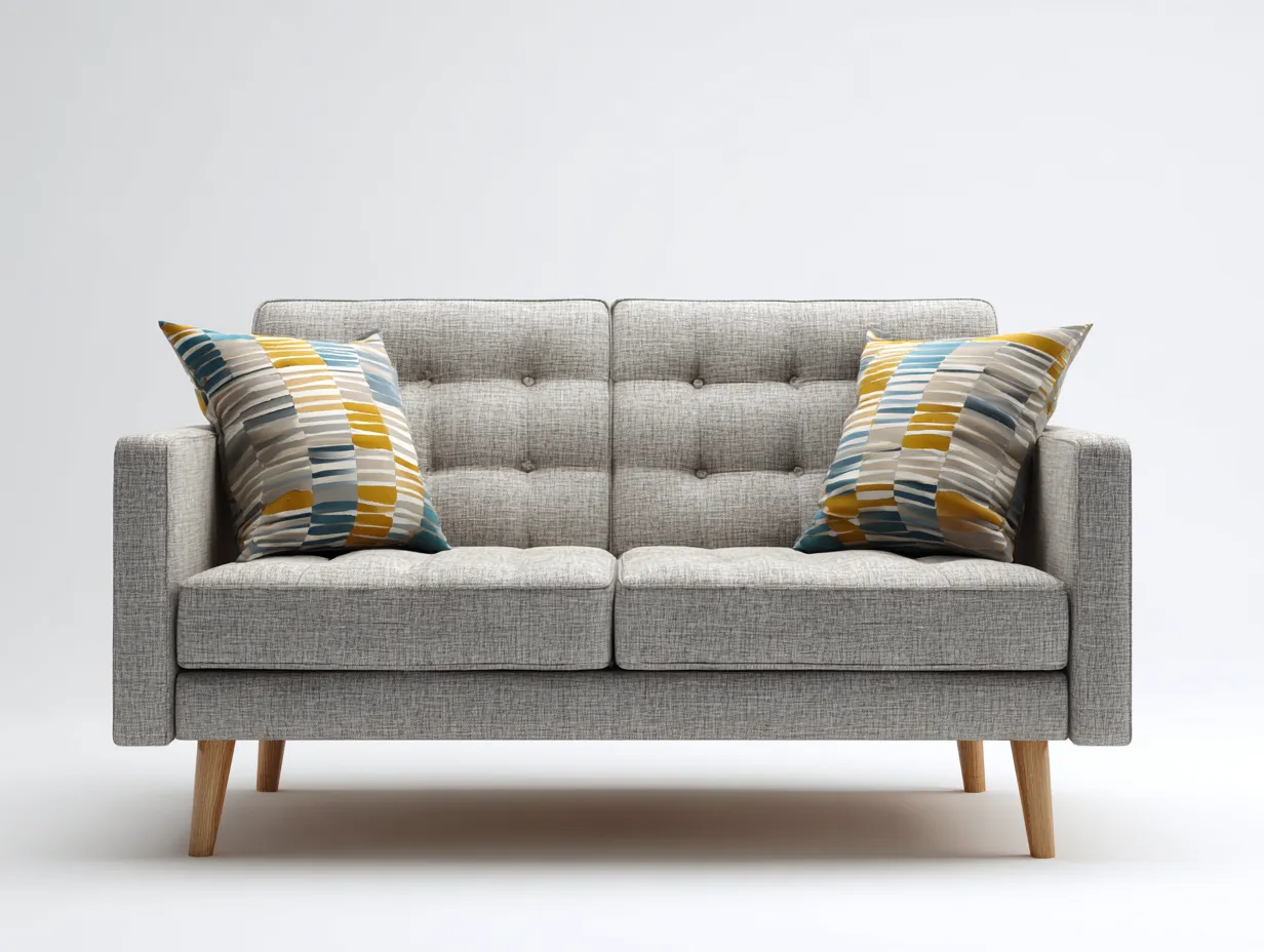 Sofá 2 plazas tapizado en tela 150x85x85 cm - gris claro - apto para salón - diseño moderno-Sereneano