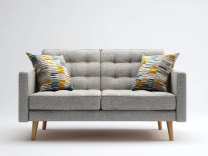 Sofá 2 plazas tapizado en tela 150x85x85 cm - gris claro - apto para salón - diseño moderno-Sereneano