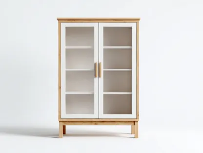 Vitrina de madera 85x40x160 cm - roble/blanco - apta para salón - diseño escandinavo