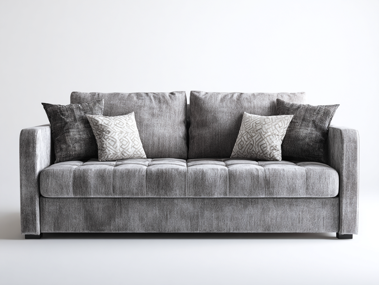 Sofá 2 plazas tapizado 155x95x90 cm - gris - apto para salón - diseño moderno