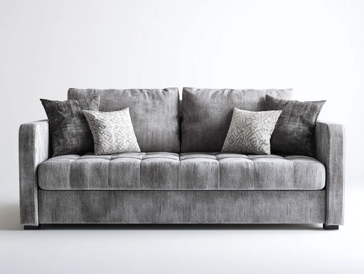 Sofá 2 plazas tapizado 155x95x90 cm - gris - apto para salón - diseño moderno