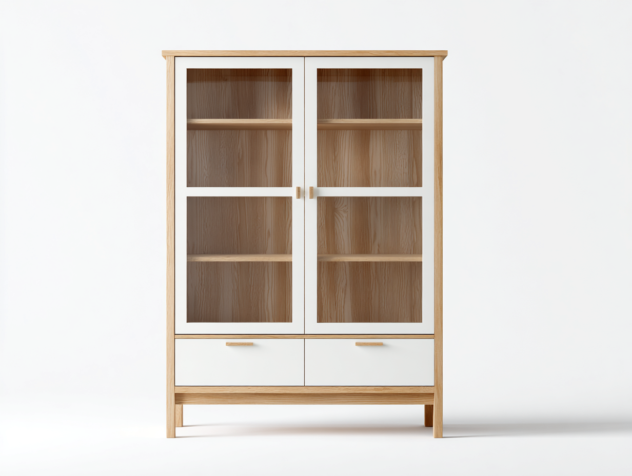 Vitrina de madera 90x40x180 cm - roble/blanco - apta para salón - diseño escandinavo