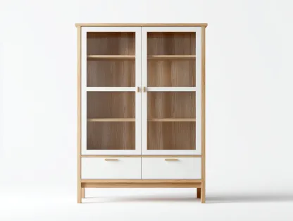 Vitrina de madera 90x40x180 cm - roble/blanco - apta para salón - diseño escandinavo