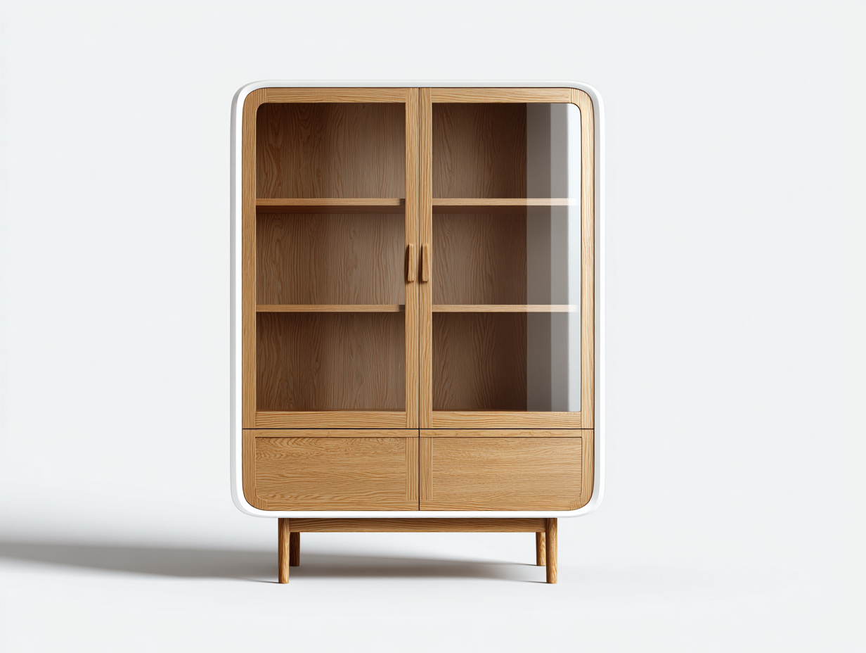 Vitrina de madera 85x40x160 cm - roble/blanco - apta para salón - diseño escandinavo