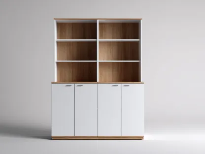 Vitrina 90x35x180 cm - roble/blanco - apta para salón - diseño moderno