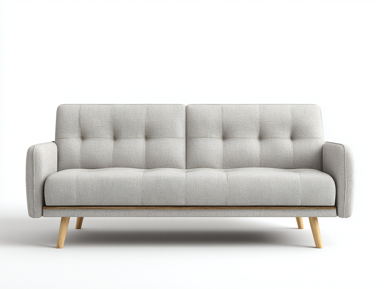 Sofá 2 plazas tela 160x90x88 cm - gris claro - para salón - diseño moderno