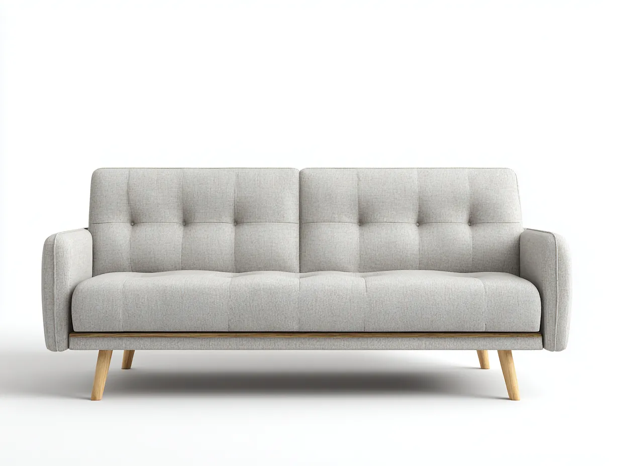 Sofá 2 plazas tela 160x90x88 cm - gris claro - para salón - diseño moderno