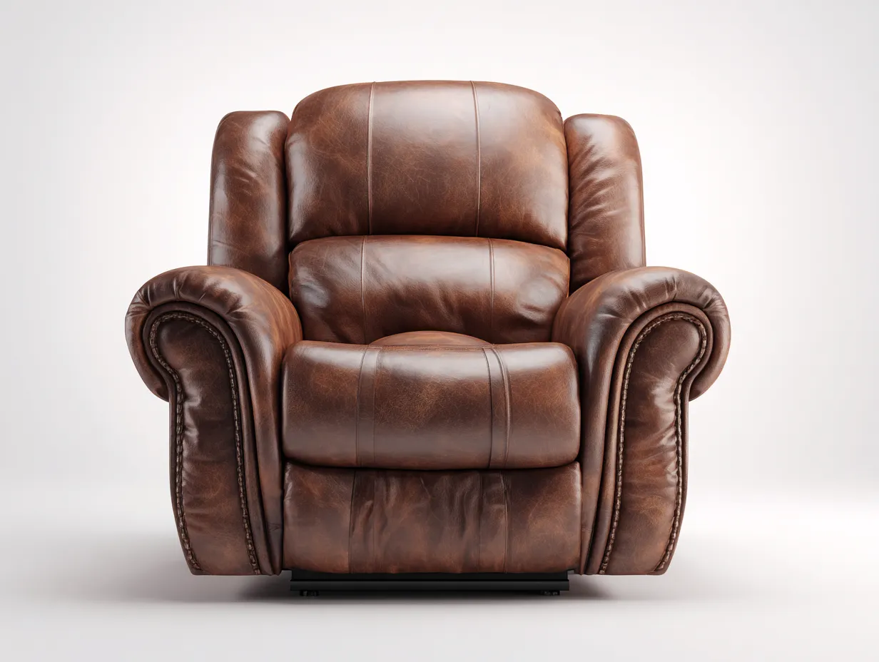 Sillón de cuero auténtico 95x110x100 cm - marrón - apto para salón - diseño contemporáneo