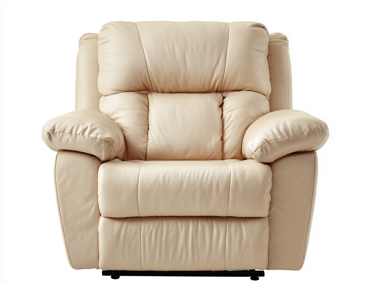 Sillón de cuero auténtico 95x110x100 cm - beige - apto para salón - diseño contemporáneo