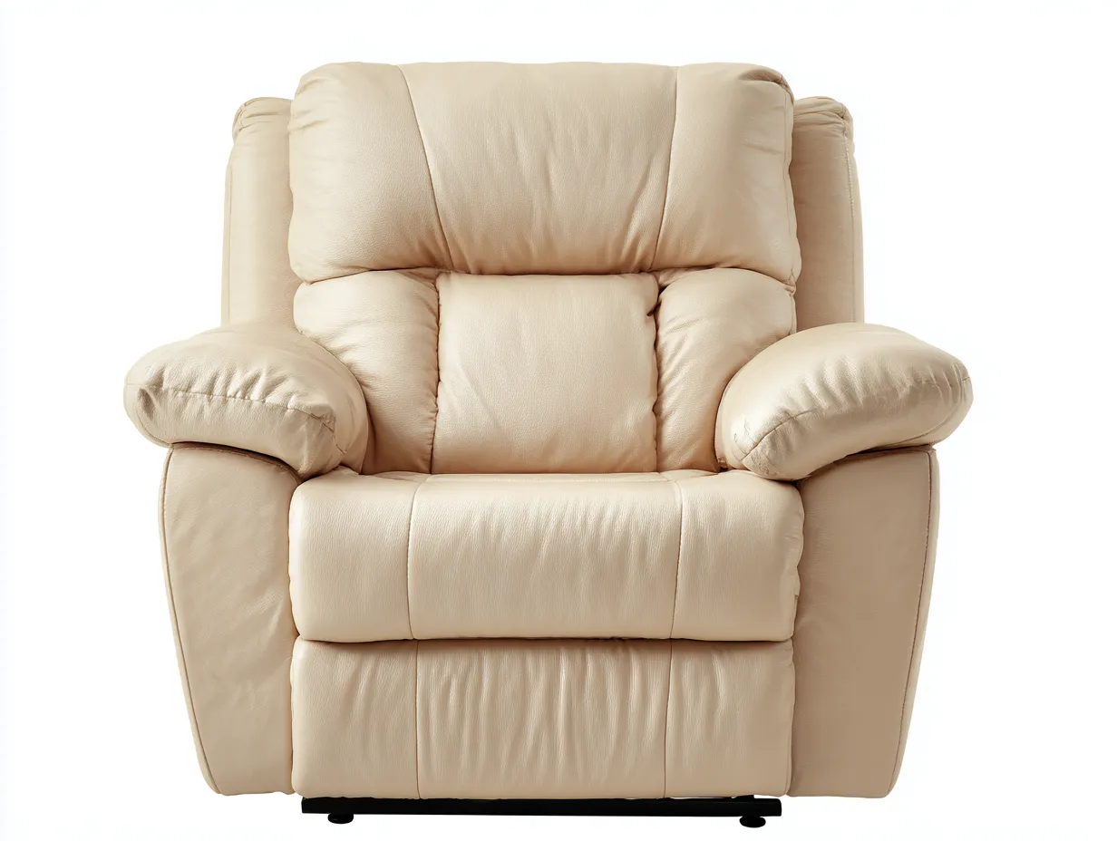 Sillón de cuero auténtico 95x110x100 cm - beige - apto para salón - diseño contemporáneo