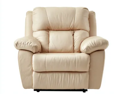 Sillón de cuero auténtico 95x110x100 cm - beige - apto para salón - diseño contemporáneo