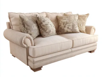 Sofá 2 plazas tela 160x100x95 cm - crema - para salón - estilo clásico