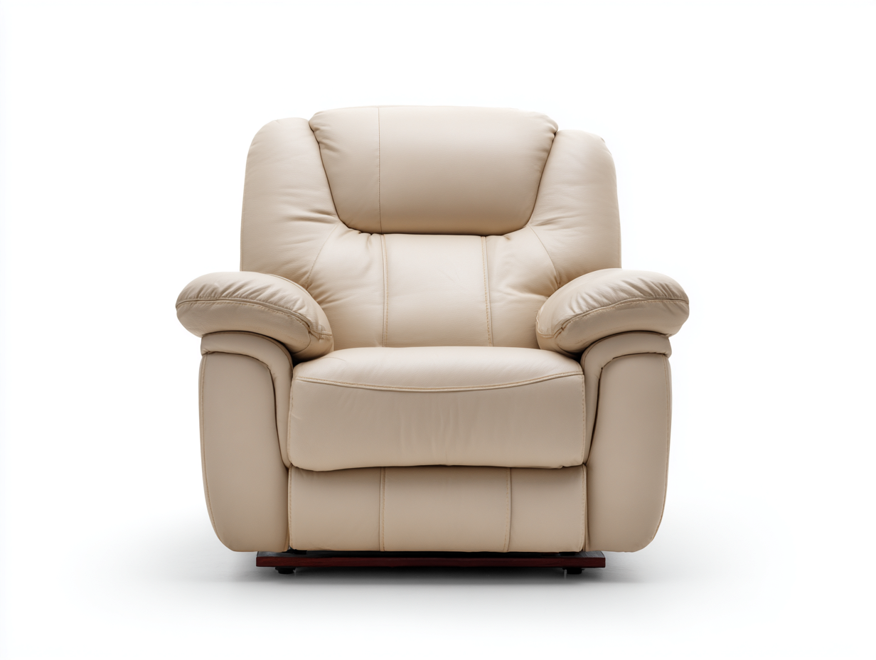 Sillón de cuero auténtico 95x110x100 cm - beige - apto para salón - diseño contemporáneo