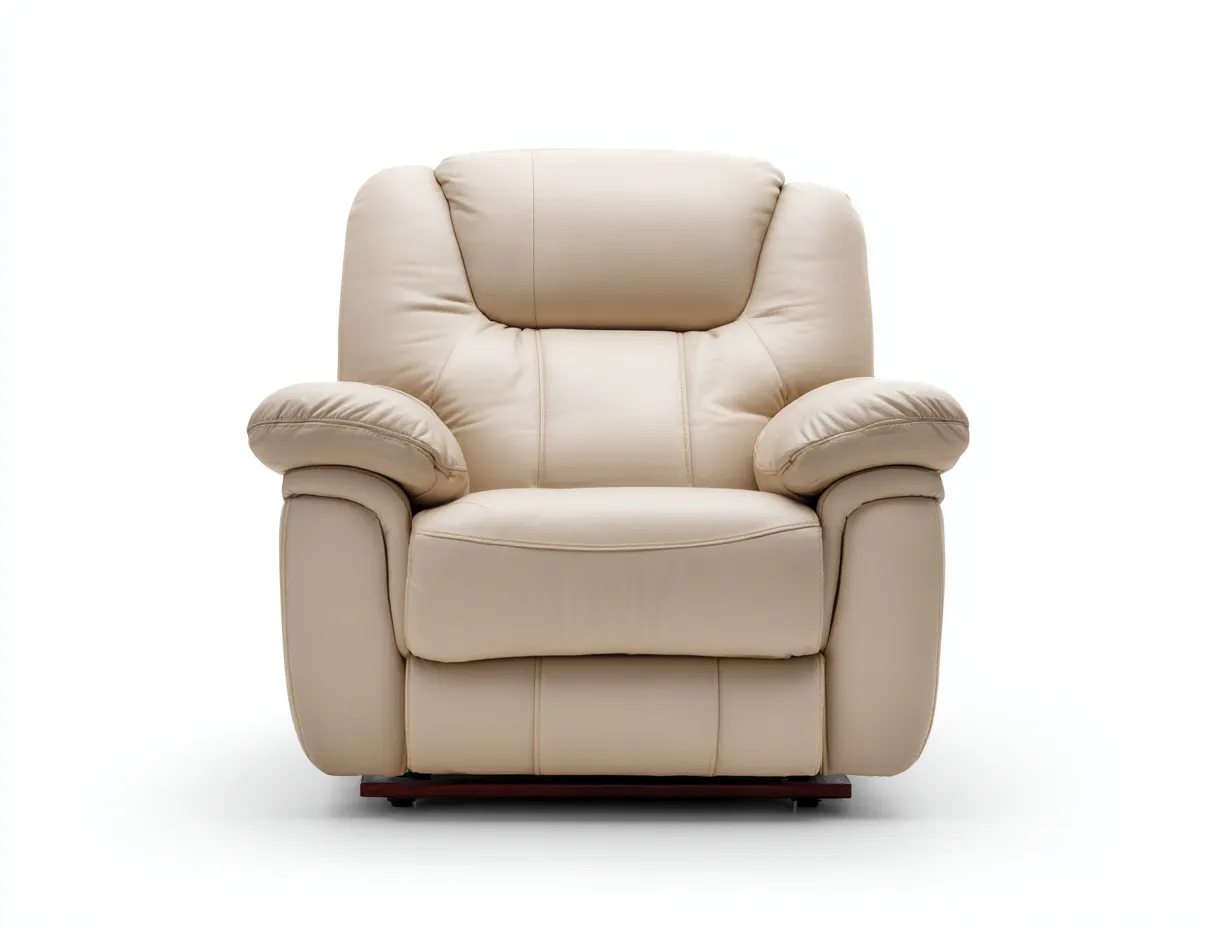 Sillón de cuero auténtico 95x110x100 cm - beige - apto para salón - diseño contemporáneo