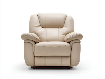 Sillón de cuero auténtico 95x110x100 cm - beige - apto para salón - diseño contemporáneo