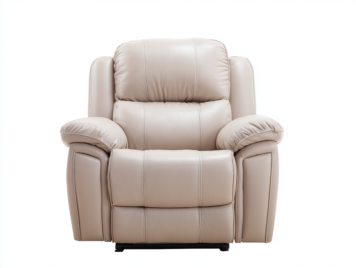 Sillón de cuero auténtico 95x110x100 cm - beige - apto para salón - diseño contemporáneo