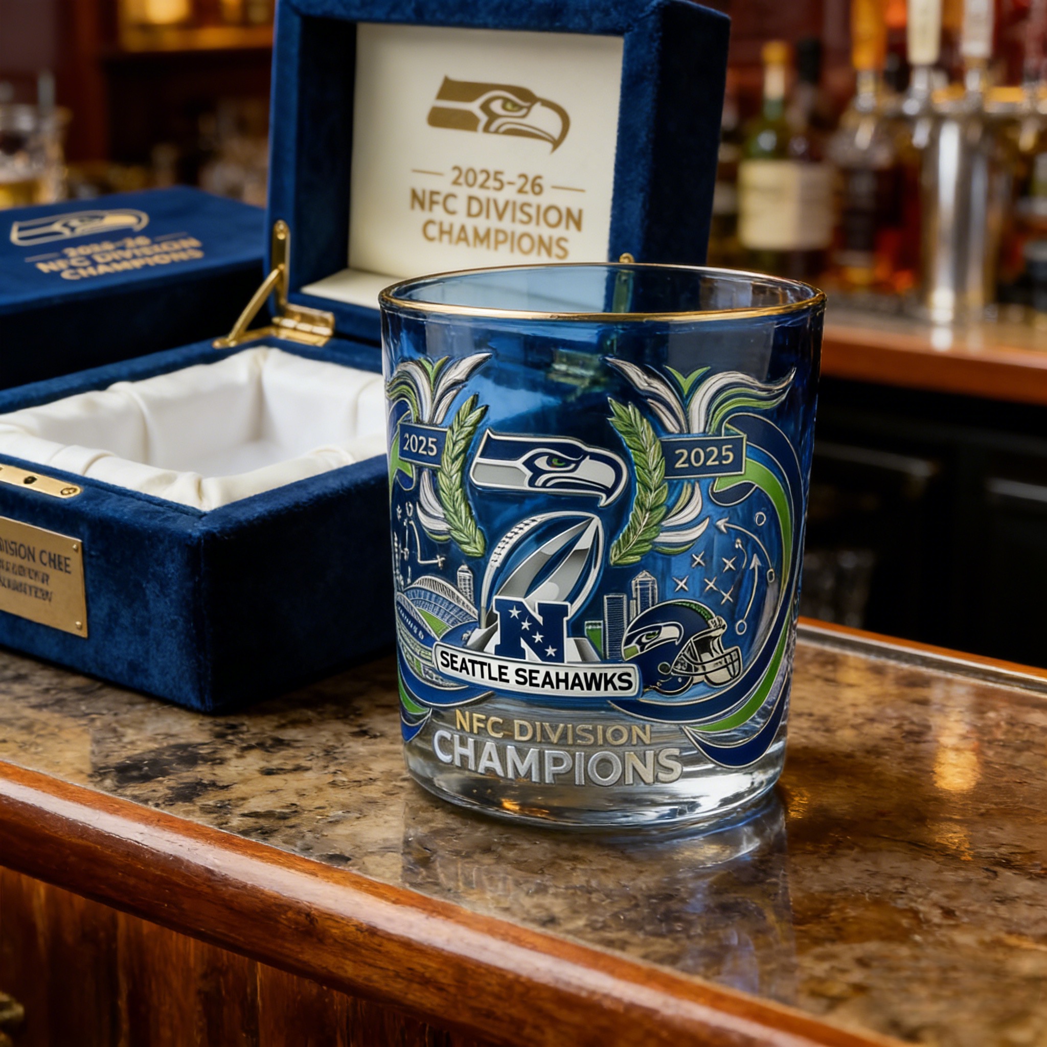 🔥Seattle Seahawks 2025–26 NFC Division Champions Commemorative Whiskey Glass