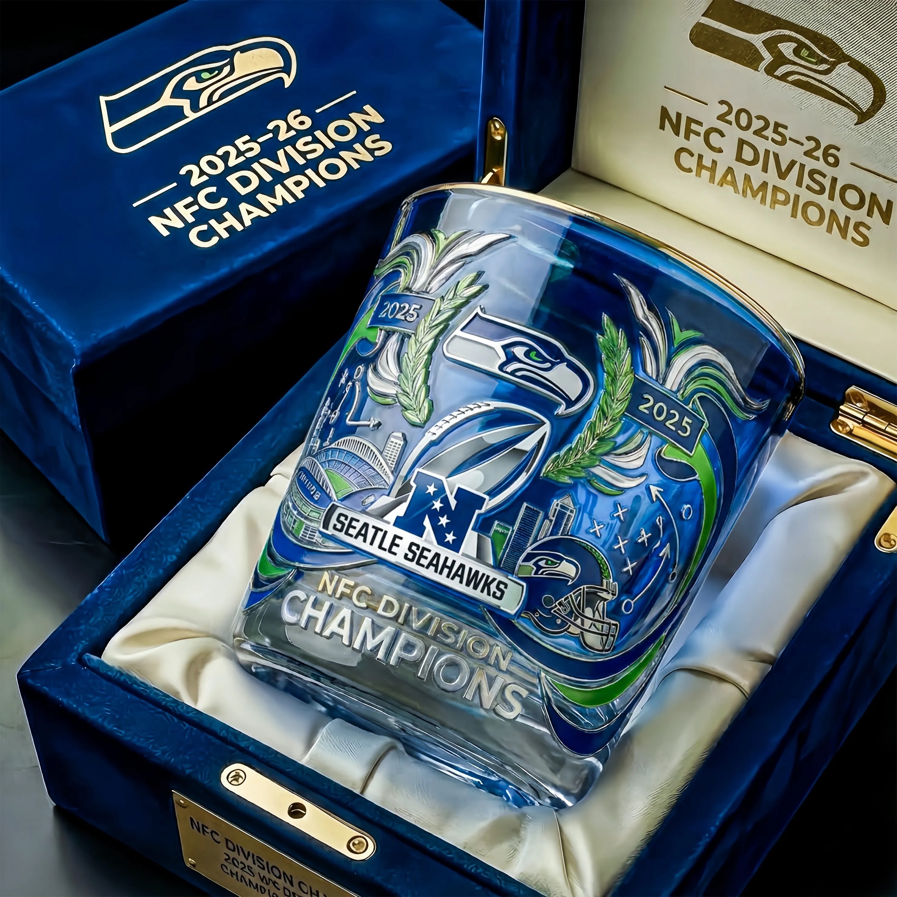 🔥Seattle Seahawks 2025–26 NFC Division Champions Commemorative Whiskey Glass