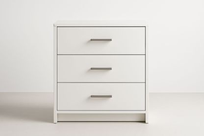 Cassettiera a 3 Cassetti in MDF Bianco con Maniglie in Metallo-Lenorivlo