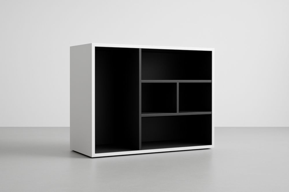 Scaffale Rettangolare in MDF Bianco e Nero 80x100x40 cm-Lenorivlo