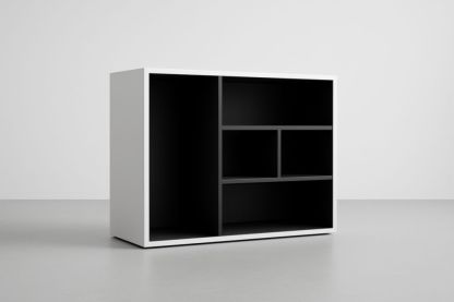 Scaffale Rettangolare in MDF Bianco e Nero 80x100x40 cm-Lenorivlo