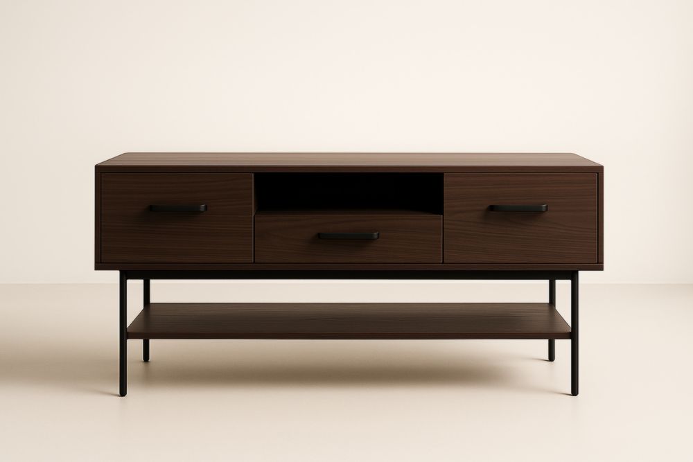 Credenza in legno e metallo marrone scuro 120x40x75 cm-Lenorivlo