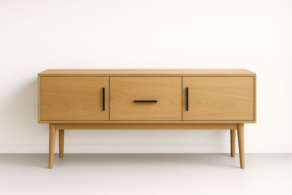 Credenza in Legno Rovere con Ante e Cassetto 150x45x80 cm-Lenorivlo