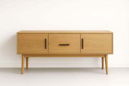 Credenza in Legno Rovere con Ante e Cassetto 150x45x80 cm-Lenorivlo