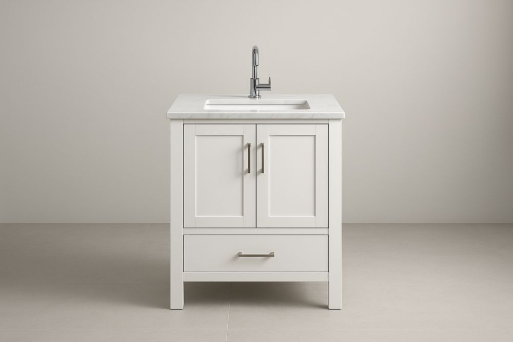Mobile bagno rettangolare 60x45x85 cm bianco MDF lavandino ceramica-Lenorivlo