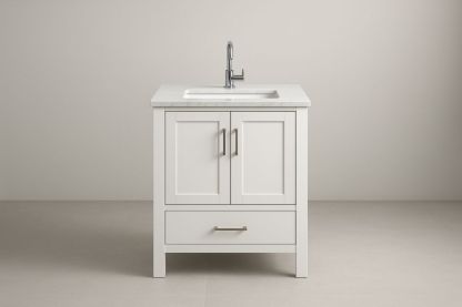Mobile bagno rettangolare 60x45x85 cm bianco MDF lavandino ceramica-Lenorivlo