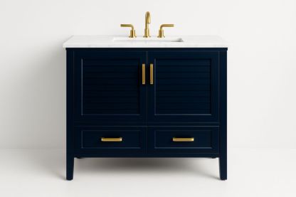 Mobile Lavabo Bagno Blu MDF con Lavello in Ceramica-Lenorivlo