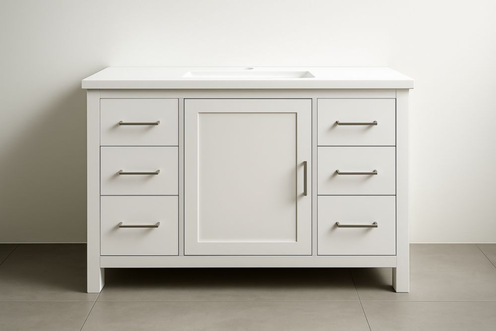 Mobile da bagno in legno con cassetti e armadietto Bianco 120x60x85 cm-Lenorivlo