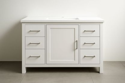 Mobile da bagno in legno con cassetti e armadietto Bianco 120x60x85 cm-Lenorivlo