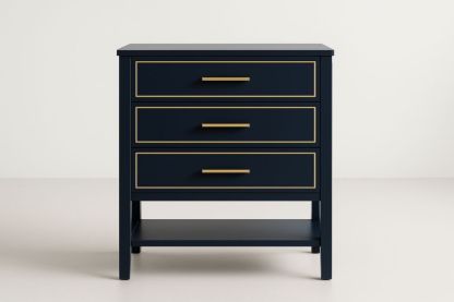 Cassettiera 3 cassetti in MDF e Metallo Blu Scuro 78x40x75 cm-Lenorivlo