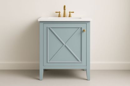 Mobile bagno MDF con lavabo in ceramica e rubinetto in metallo Azzurro-Lenorivlo