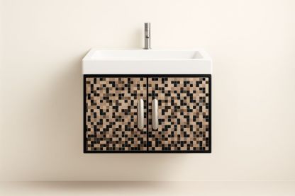 Lavabo rettangolare pensile con mobile in ceramica e mosaico 60x45x40 cm-Lenorivlo