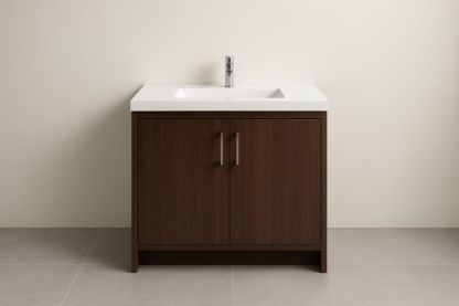 Mobile Bagno con Lavabo Rettangolare MDF e Top in Ceramica Marrone 80x55x85 cm-Lenorivlo