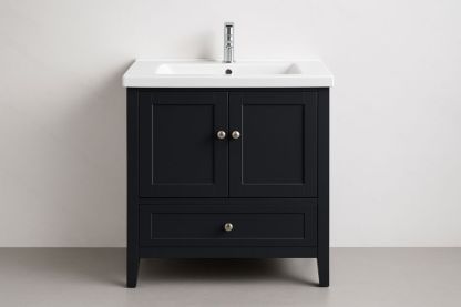 Mobile da Bagno con Lavabo in Ceramica Nero MDF-Lenorivlo