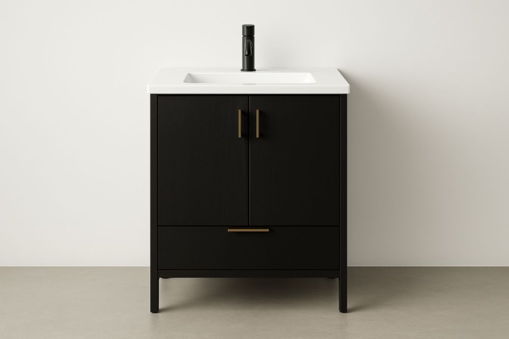 Mobile bagno con lavabo in ceramica 60x45x84 cm-Lenorivlo