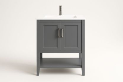 Mobile Lavabo Bagno Larghezza 60 cm Grigio MDF con Lavabo in Ceramica-Lenorivlo