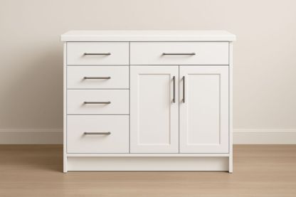 Cassettiera in Legno MDF con 5 Cassetti e 2 Ante Bianco-Lenorivlo