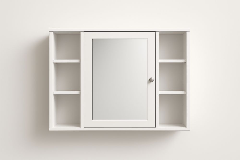 Armadio a Parete in Melamina con Porta a Specchio e Ripiani Regolabili Bianco-Lenorivlo