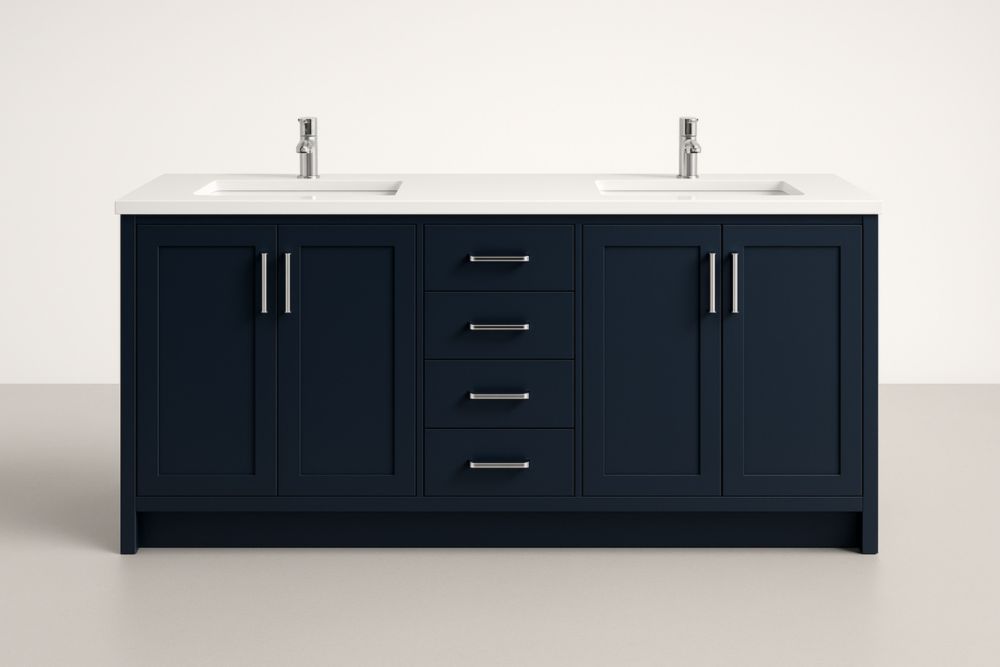 Mobile da bagno doppio lavabo MDF blu scuro 180x55x85 cm-Lenorivlo