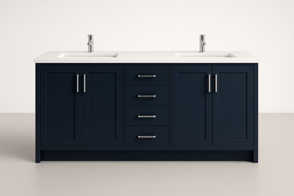 Mobile da bagno doppio lavabo MDF blu scuro 180x55x85 cm-Lenorivlo