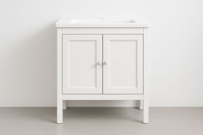 Mobile bagno in MDF bianco con lavabo integrato-Lenorivlo