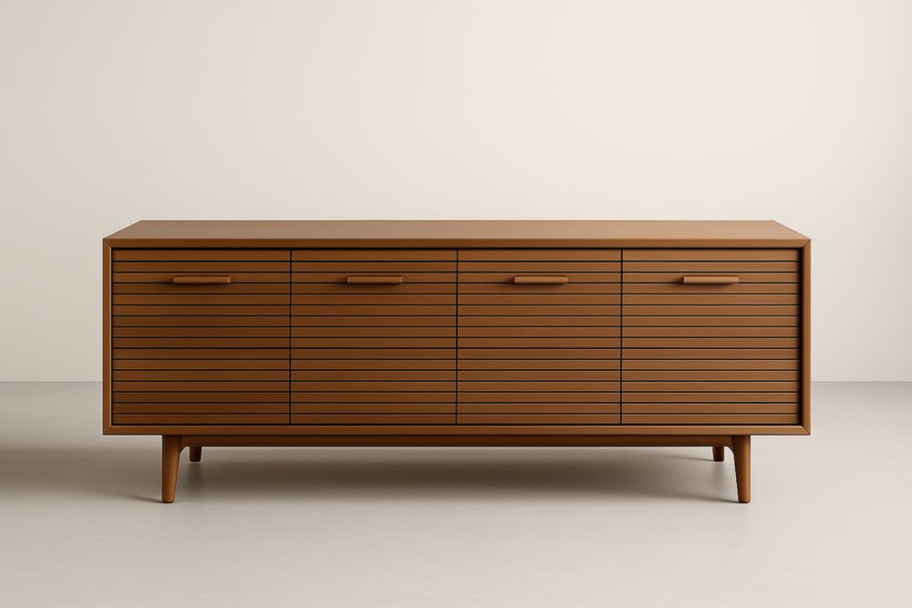 Credenza rettangolare 4 ante in legno MDF Marrone 150x45x75cm-Lenorivlo